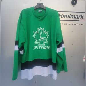 Windsor Junior Spitfires Green Hockey Jersey, Darby branded.
